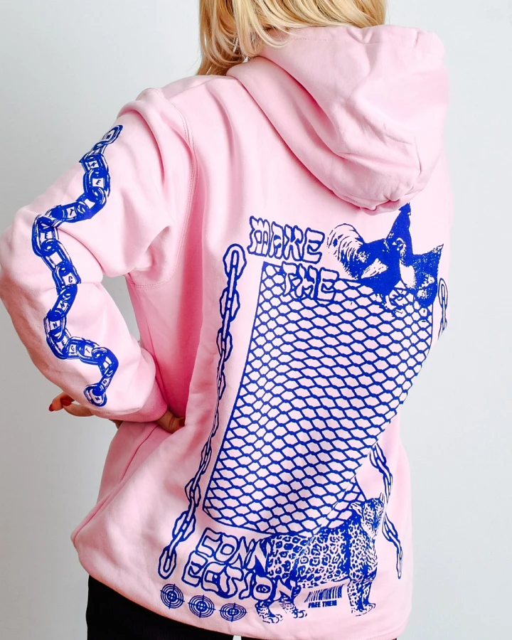 Plant Faced Clothing Damen vegan Make The Connection Hoodie - Roze X Blauw