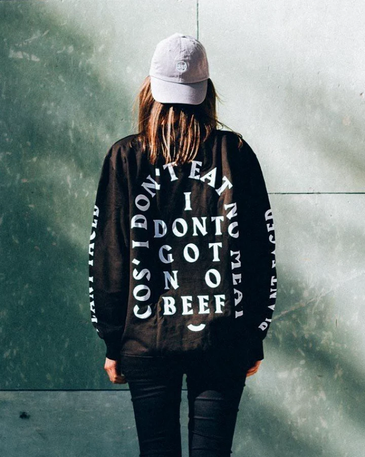 Plant Faced Clothing Damen vegan No Beef Sweater Unisex