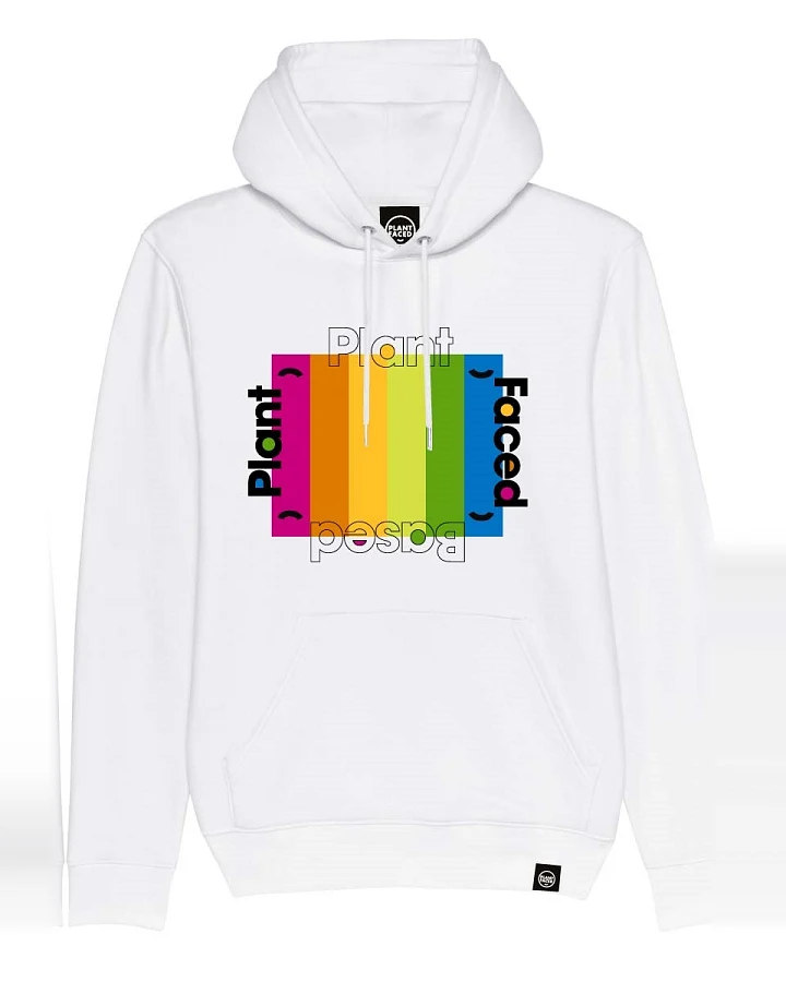 Plant Faced Clothing Damen vegan Hoodie Plant Based Rainbow Weiß