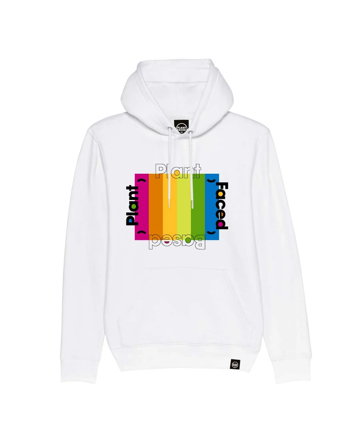 Plant Faced Clothing Damen vegan Hoodie Plant Based Rainbow Weiß – Ansicht 2