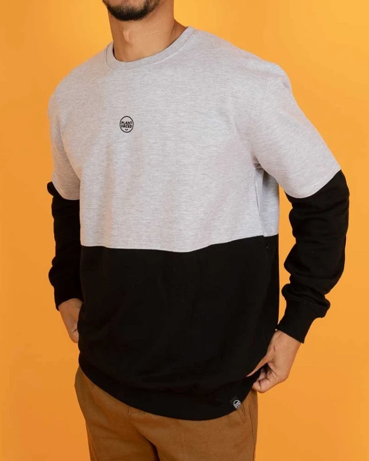 Plant Faced Clothing Herren vegan The Classics Pullover Schwarz Grau