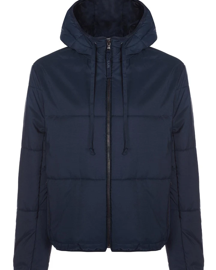 Will's Vegan Store Herren vegan Daunenjacke Mit Kapuze Dunkelblau