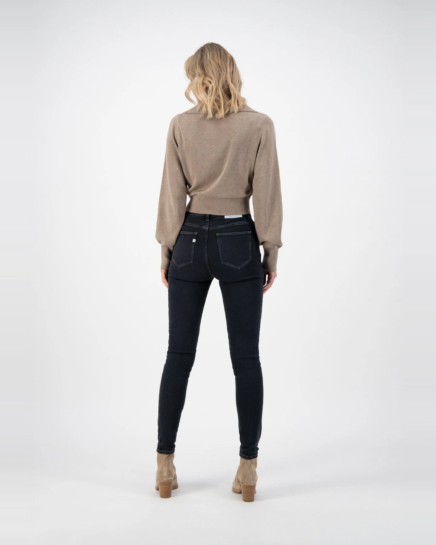 MUD Jeans Damen vegan Jeans Sky Rise Skinny Stone Schwarz – Ansicht 2
