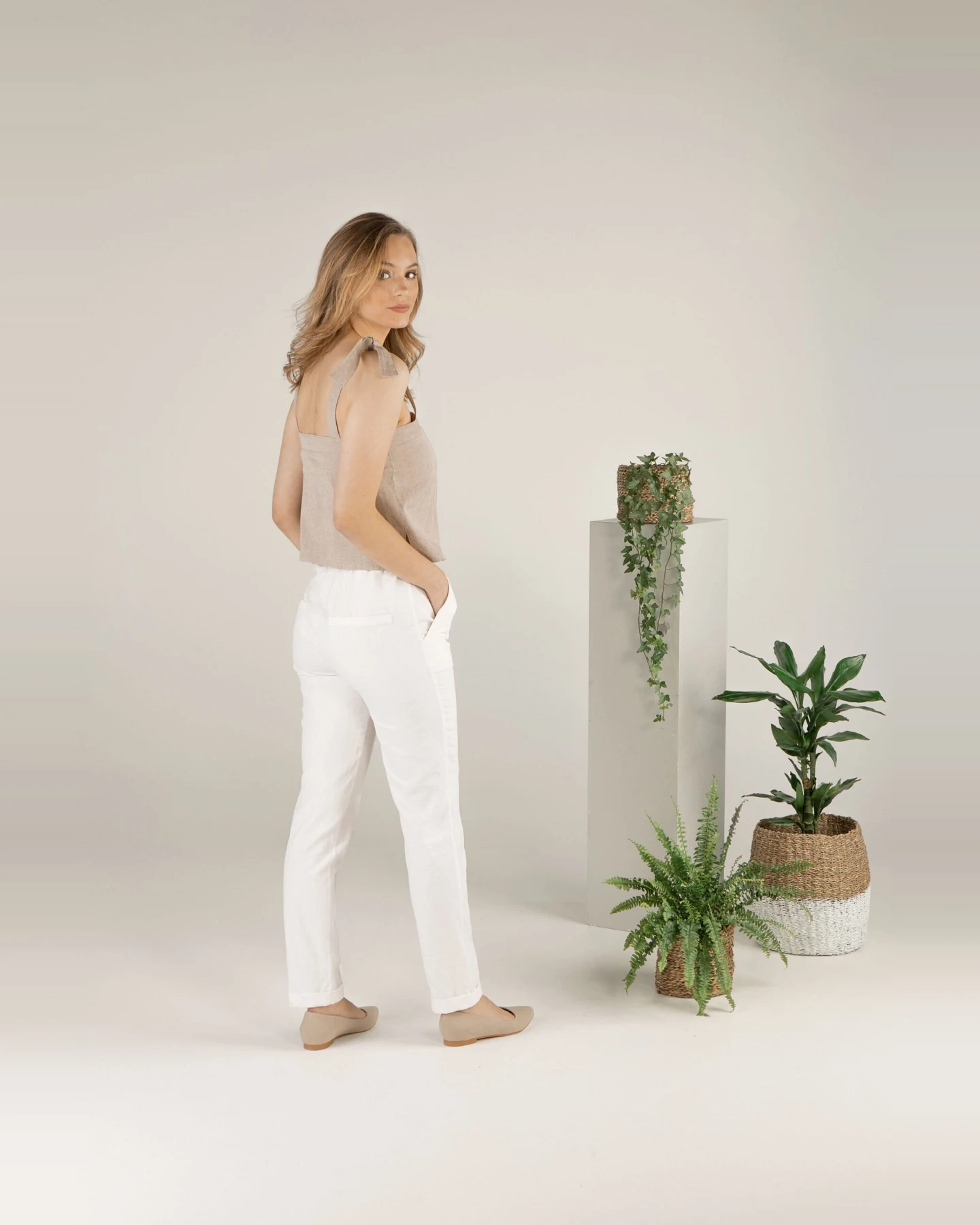 TAWAST Damen vegan Hose Soft Wind Weiß – Ansicht 2