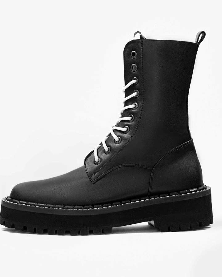 BOHEMA Herren vegan Schnürstiefel Combat Workers Schwarz