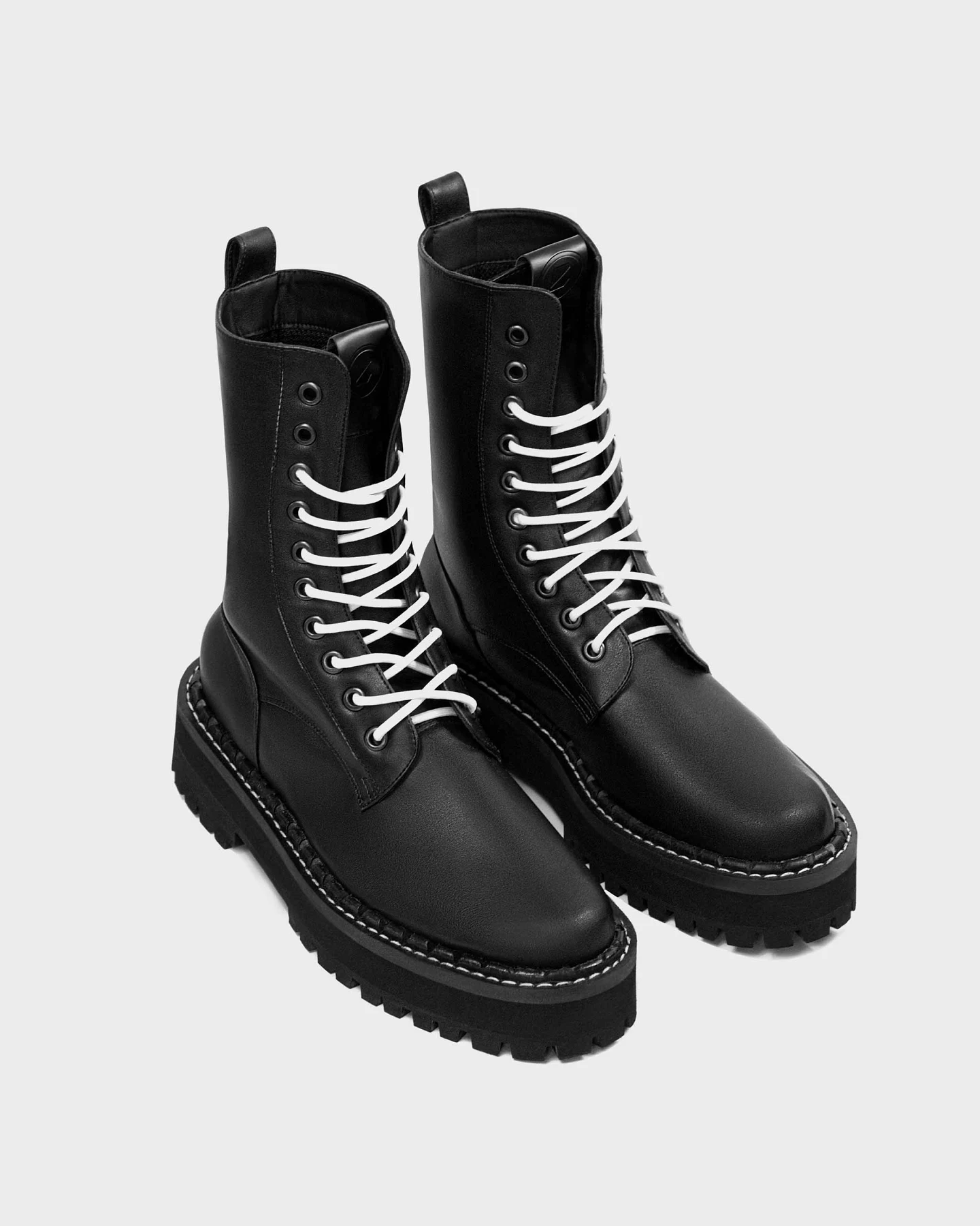 BOHEMA Herren vegan Schnürstiefel Combat Workers Schwarz – Ansicht 2