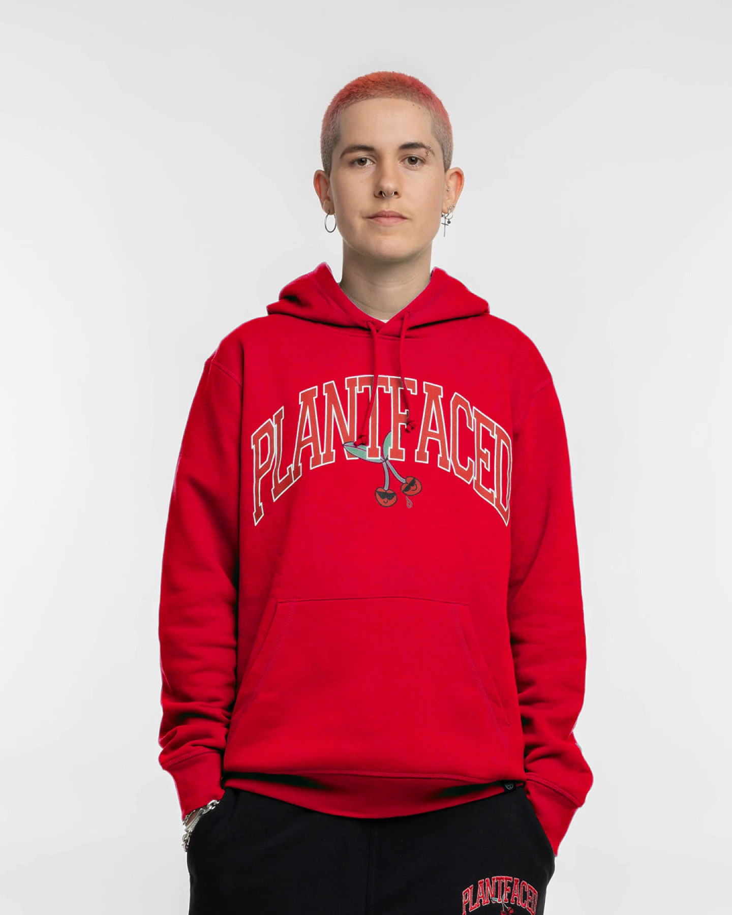 Plant Faced Clothing Damen vegan Hoodie Kirsche Rot – Ansicht 2