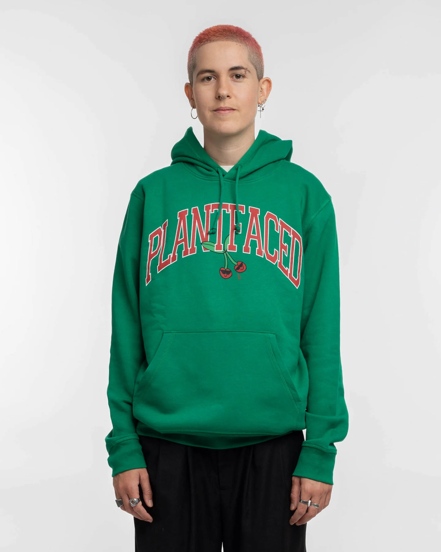 Plant Faced Clothing Damen vegan Hoodie Kirsche Grün – Ansicht 2