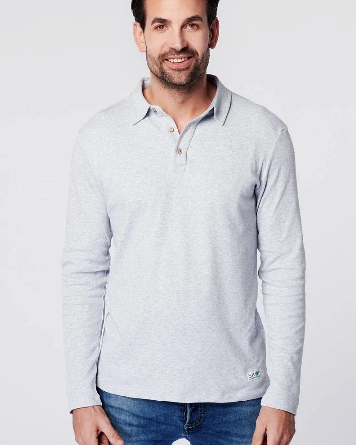 SKOT Herren vegan Langarm-Polo Grau