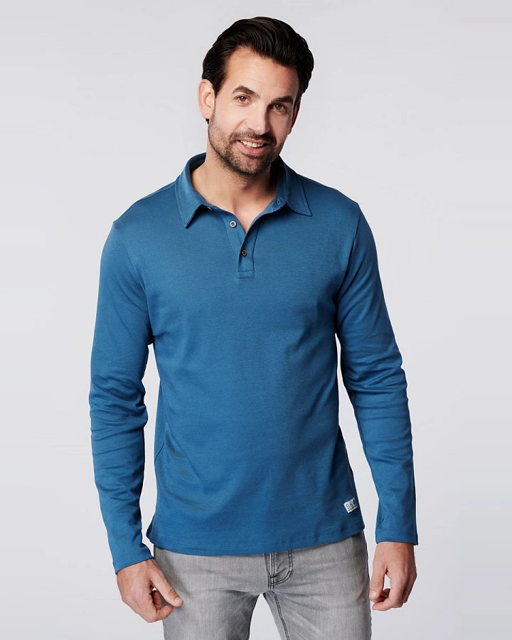 SKOT Herren vegan Langarm-Polo Himmel