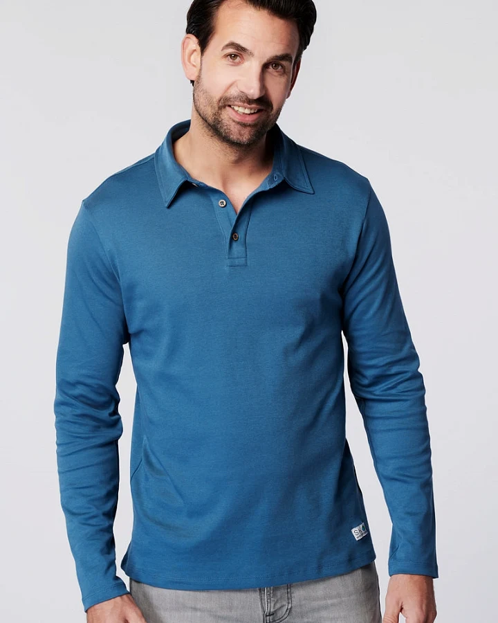 SKOT Herren vegan Langarm-Polo Himmel