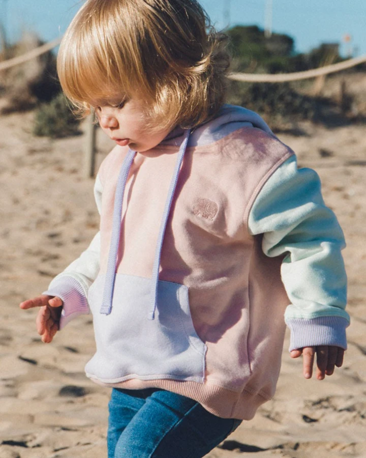 Trendsplant unisex vegan Hoodie Color Block Blassrosa, Lila & Grün