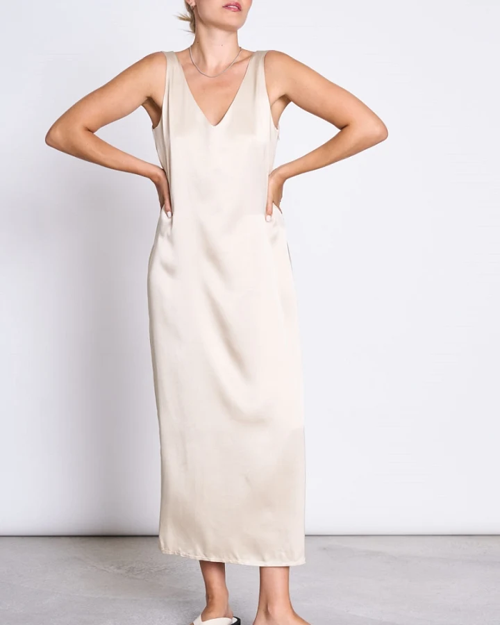 JAN 'N JUNE Damen vegan Maxikleid Benvie Elfenbein