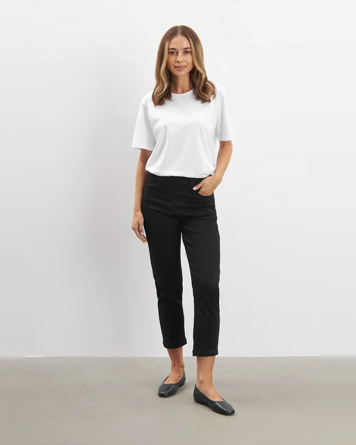 LAURIE Damen vegan Jeans Piper Pure Regular Crop Schwarz