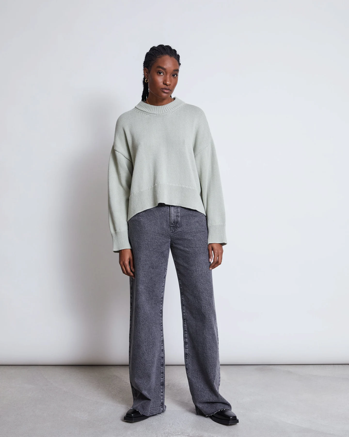 JAN 'N JUNE Damen vegan Pullover Yagmur Vintage Spitze Grau – Ansicht 2