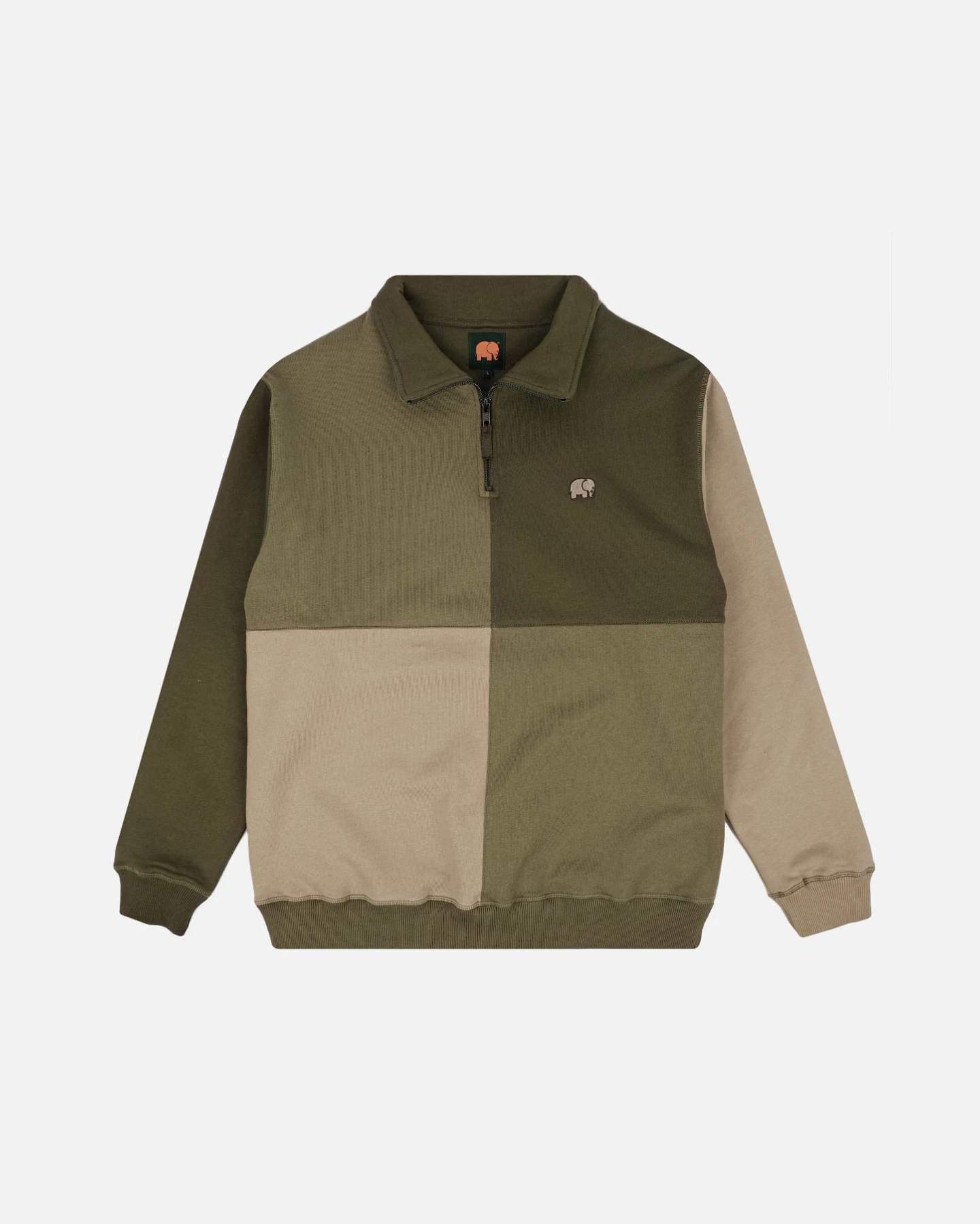 Trendsplant Herren vegan Sweatshirt Color Block Gothic Olive – Ansicht 2