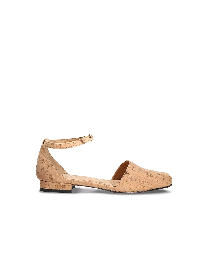 NAE Damen vegan Ballerinas Flora Kork Braun