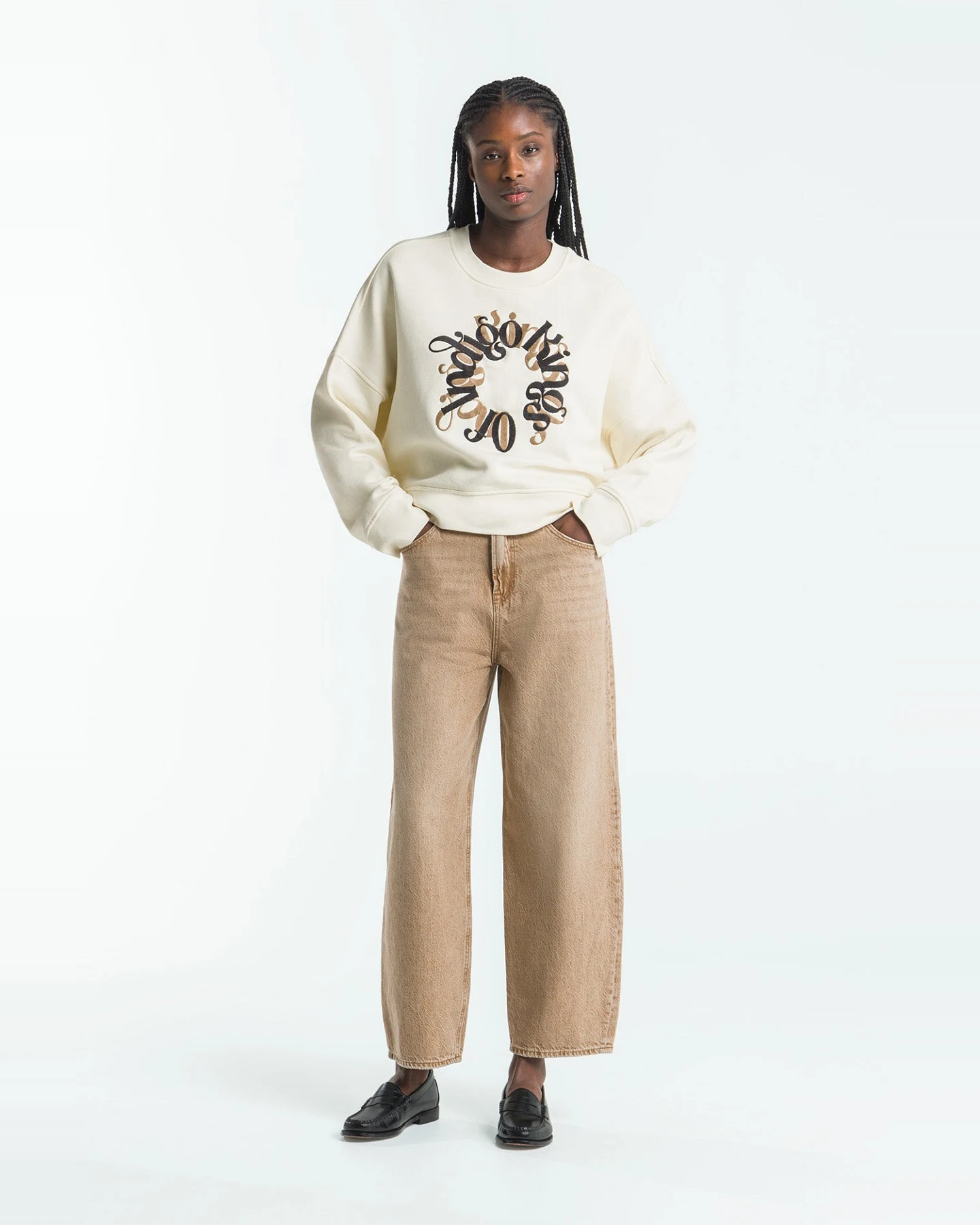 Kings of Indigo Damen vegan Cropped Jeans Unisex Leila Jim Dark Beige – Ansicht 2