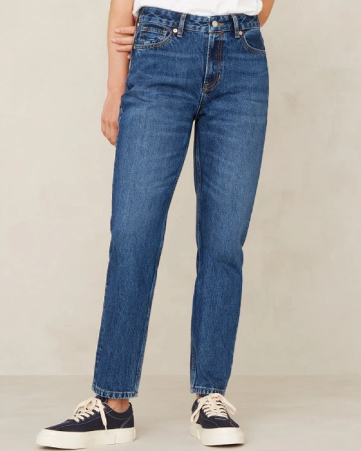Kings of Indigo Damen vegan Cropped Jeans Caroline Stanley Mid Washed Blau