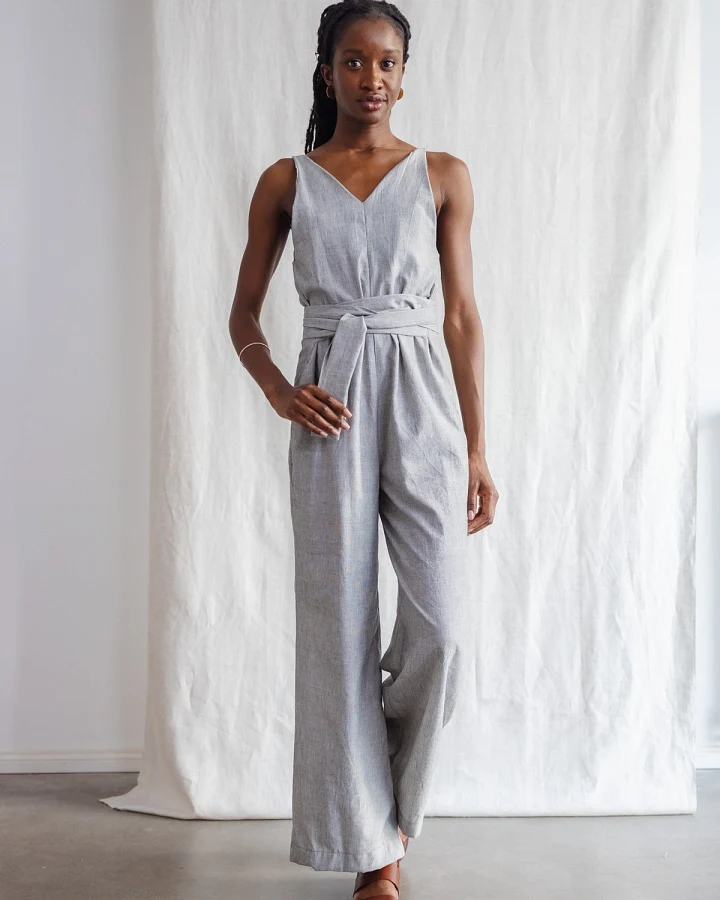 Jyoti Fair Works Damen vegan Jumpsuit Parvani Hellgrau