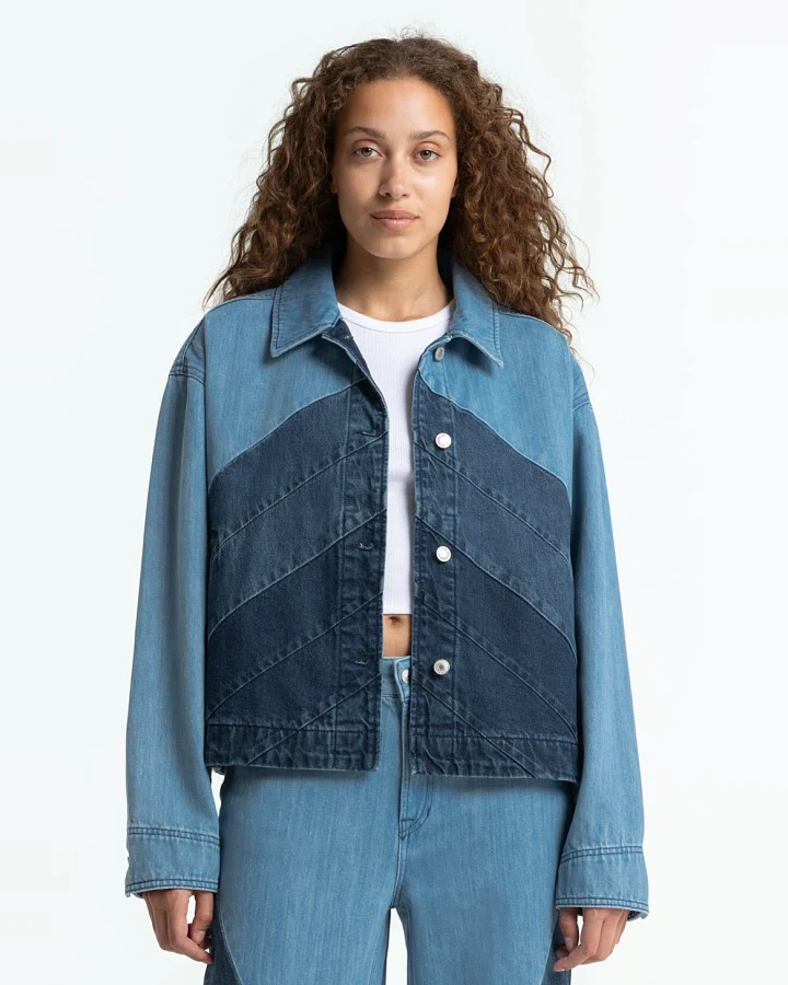 Kings of Indigo Damen vegan Jacke Birgitte Paneling Blau