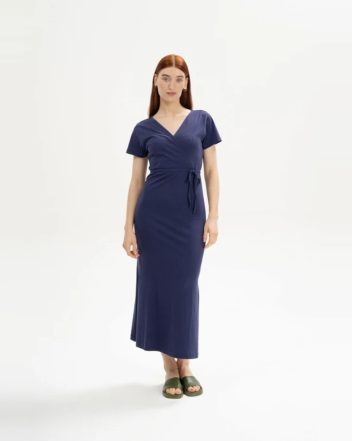 MELA Damen vegan Kleid V-Ausschnitt Shreoshi Sommernacht Lila