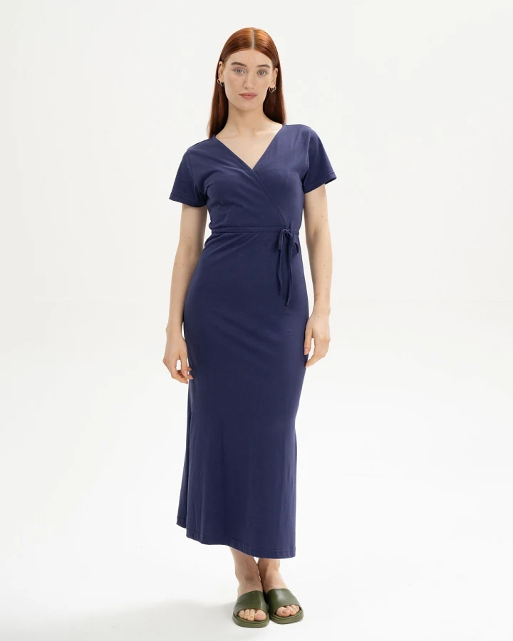 MELA Damen vegan Kleid V-Ausschnitt Shreoshi Sommernacht Lila