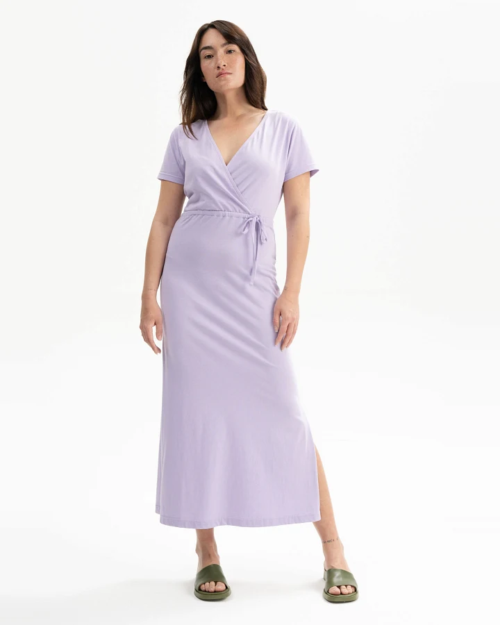 MELA Damen vegan Kleid V-Ausschnitt Shreoshi Crocus