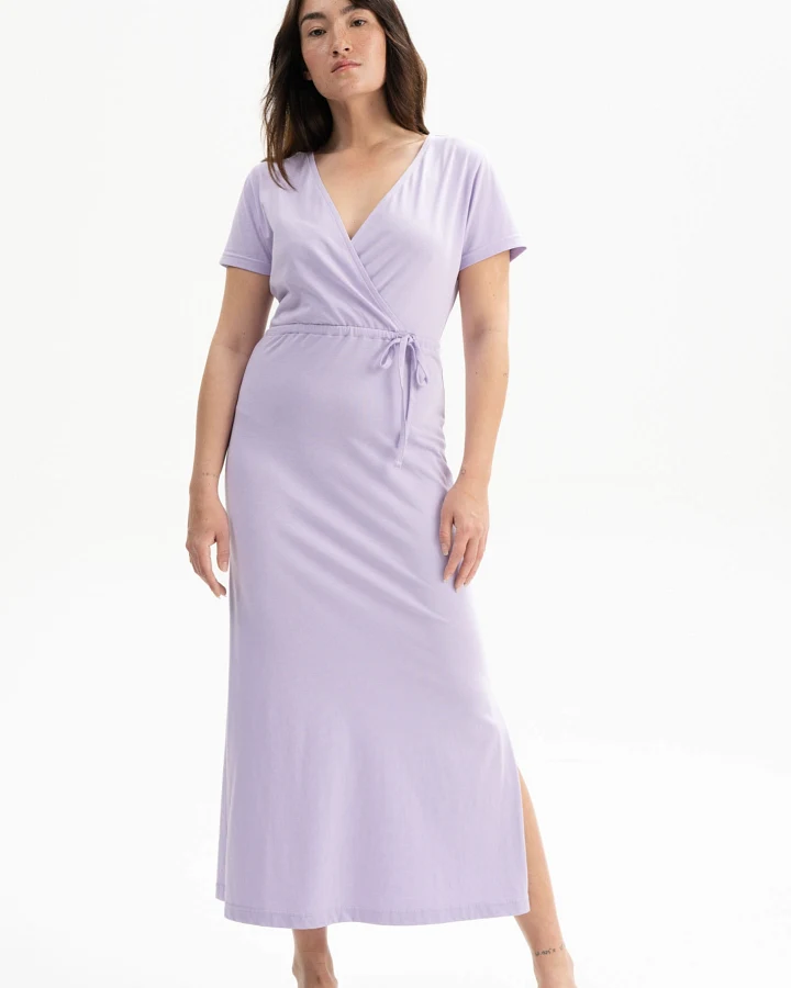 MELA Damen vegan Kleid V-Ausschnitt Shreoshi Crocus