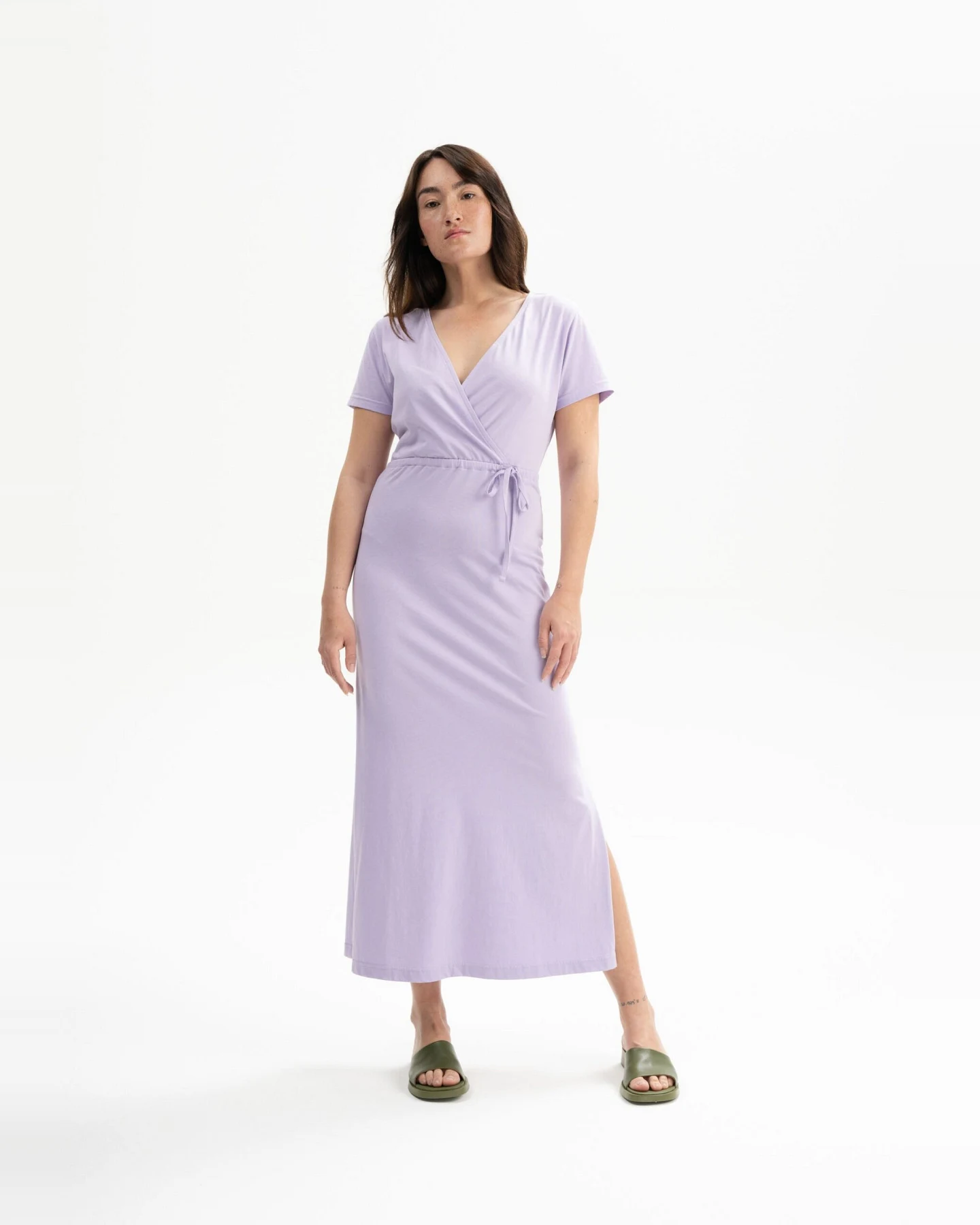 MELA Damen vegan Kleid V-Ausschnitt Shreoshi Crocus – Ansicht 2