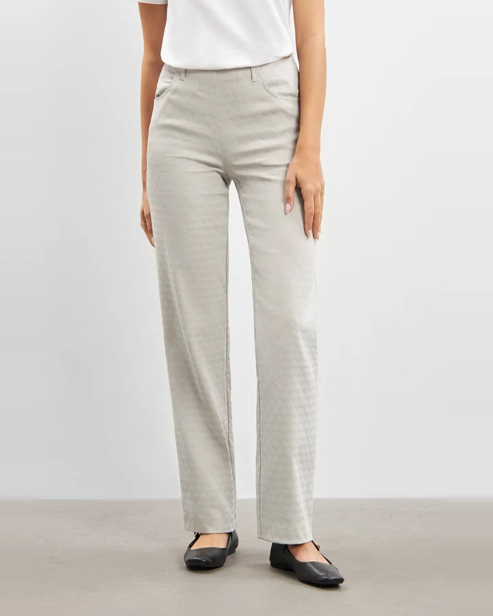 LAURIE Damen vegan Hose Tracy Straight Ml Grau Sand Jacquard
