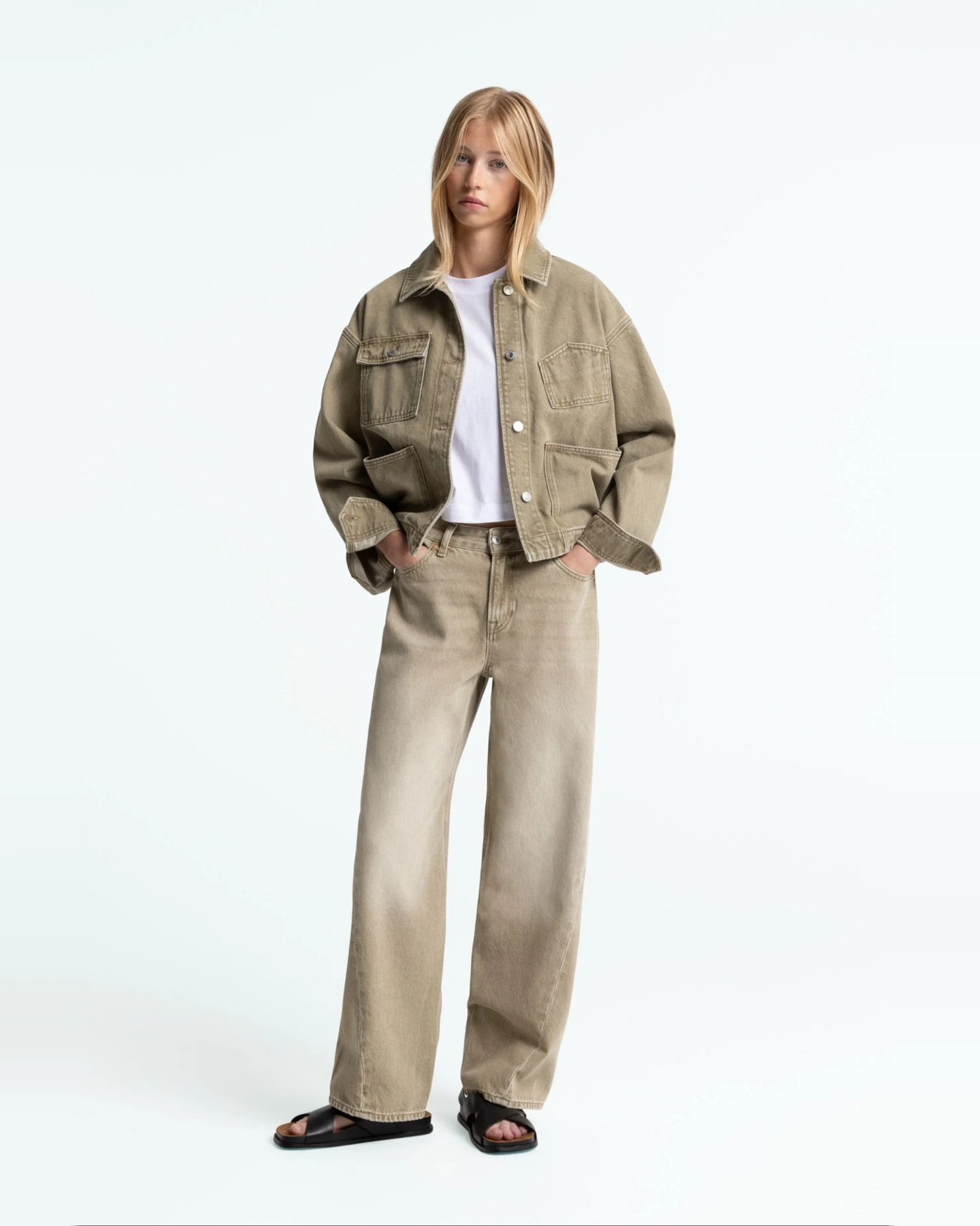 Jeans Joan Twist Retro Beige Worn – Ansicht 2