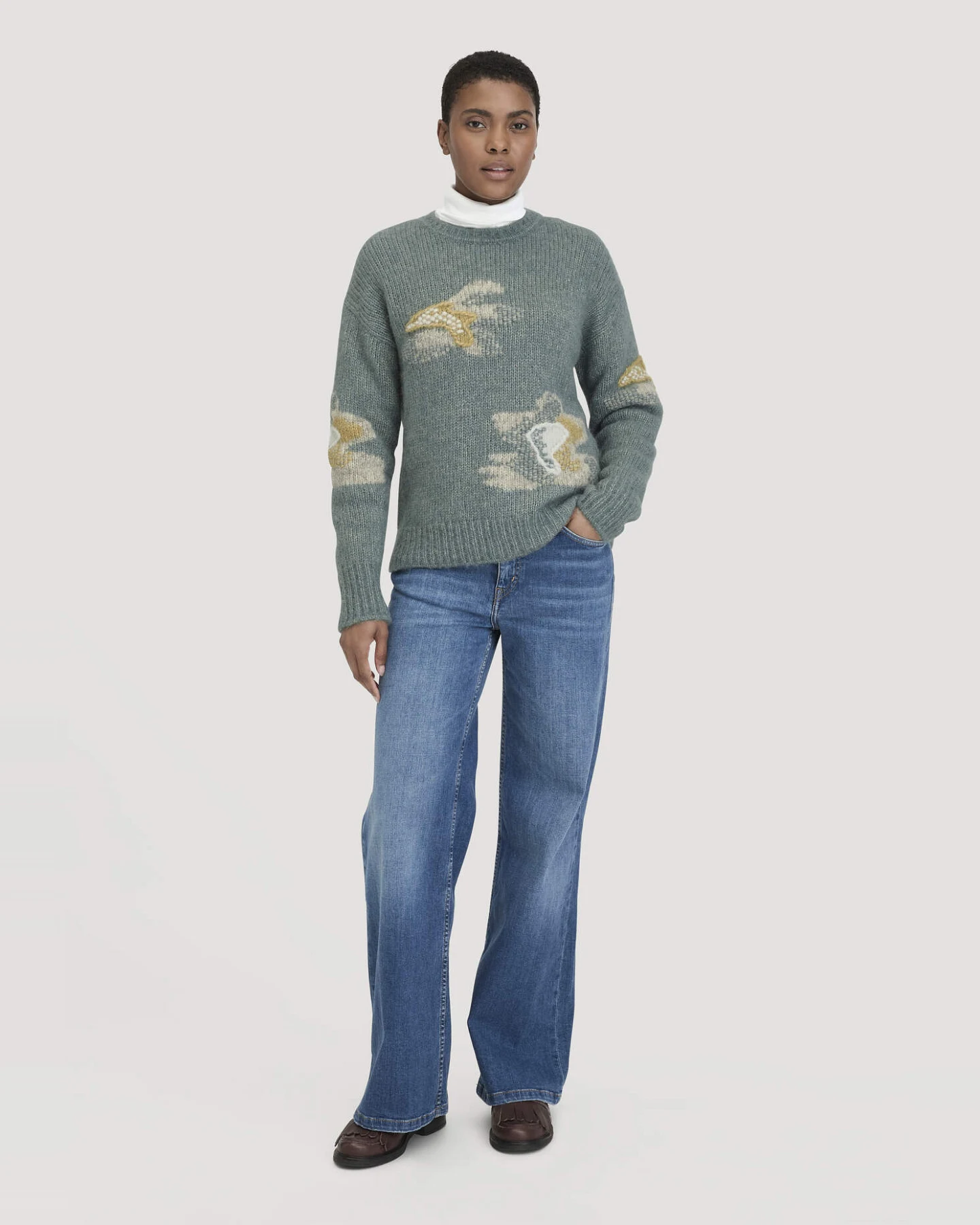 hessnatur Damen Strick Pullover Relaxed aus Alpaka mit Baumwolle - grün - Größe XL – Ansicht 2