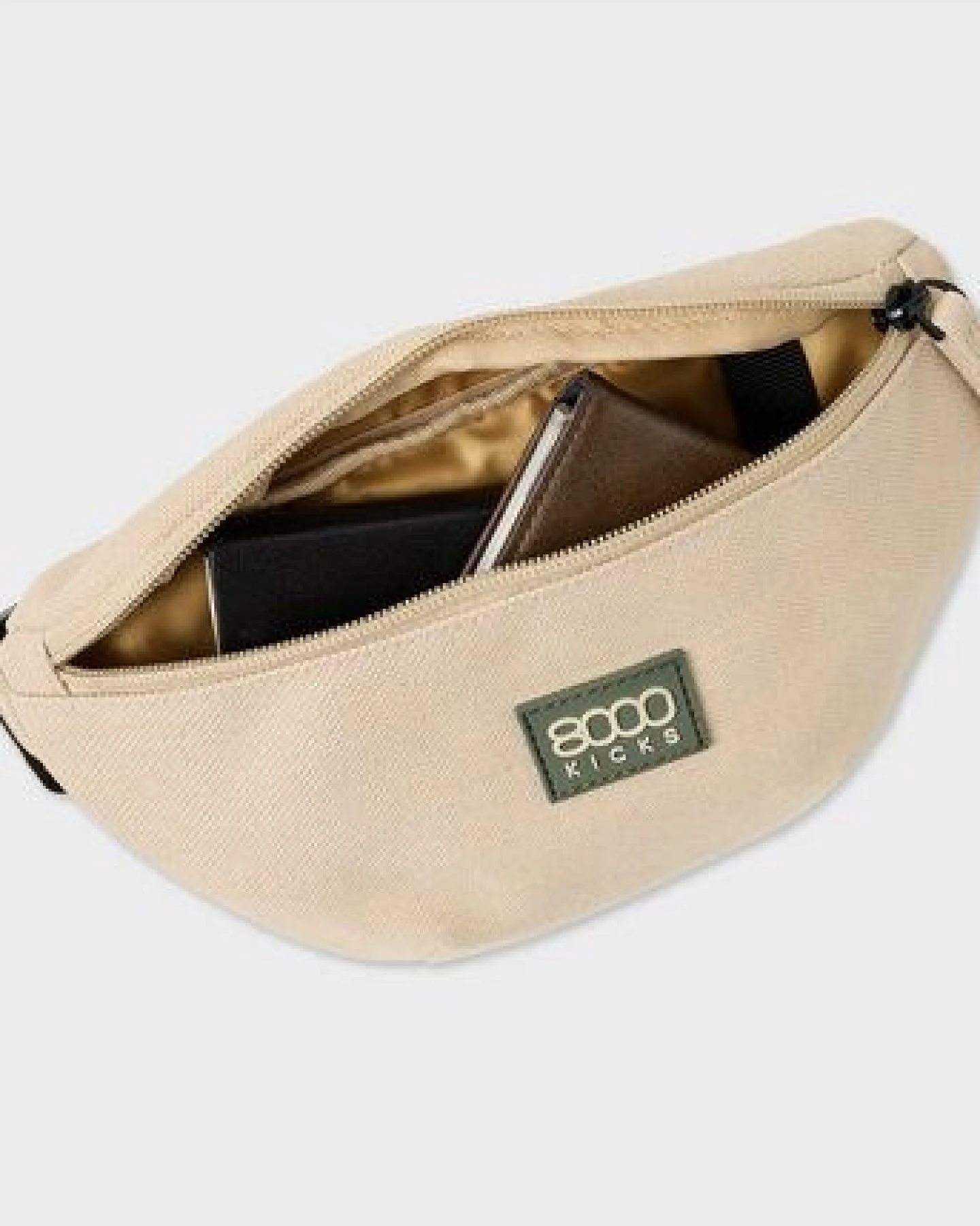 8000Kicks Hanf-Gürteltasche in Beige – Ansicht 3