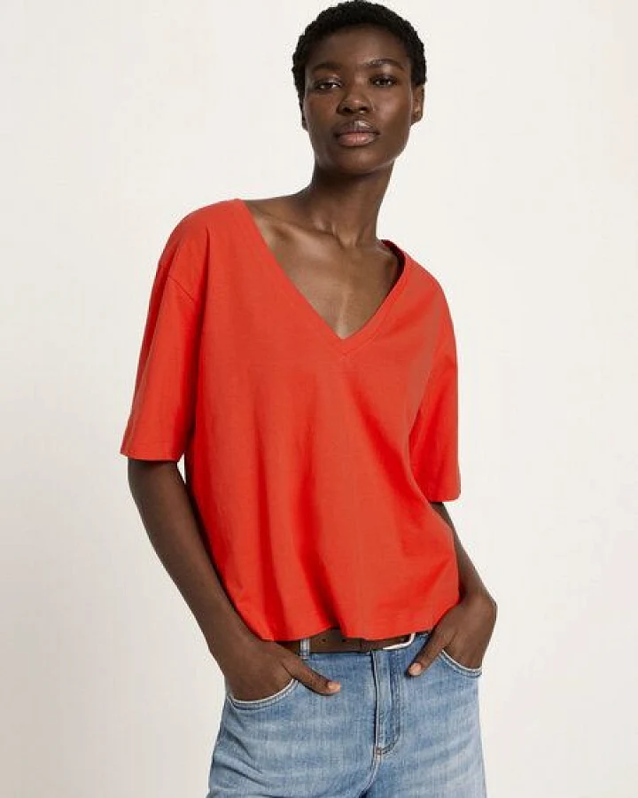 LANIUS Shirt mit V-Ausschnitt (GOTS)