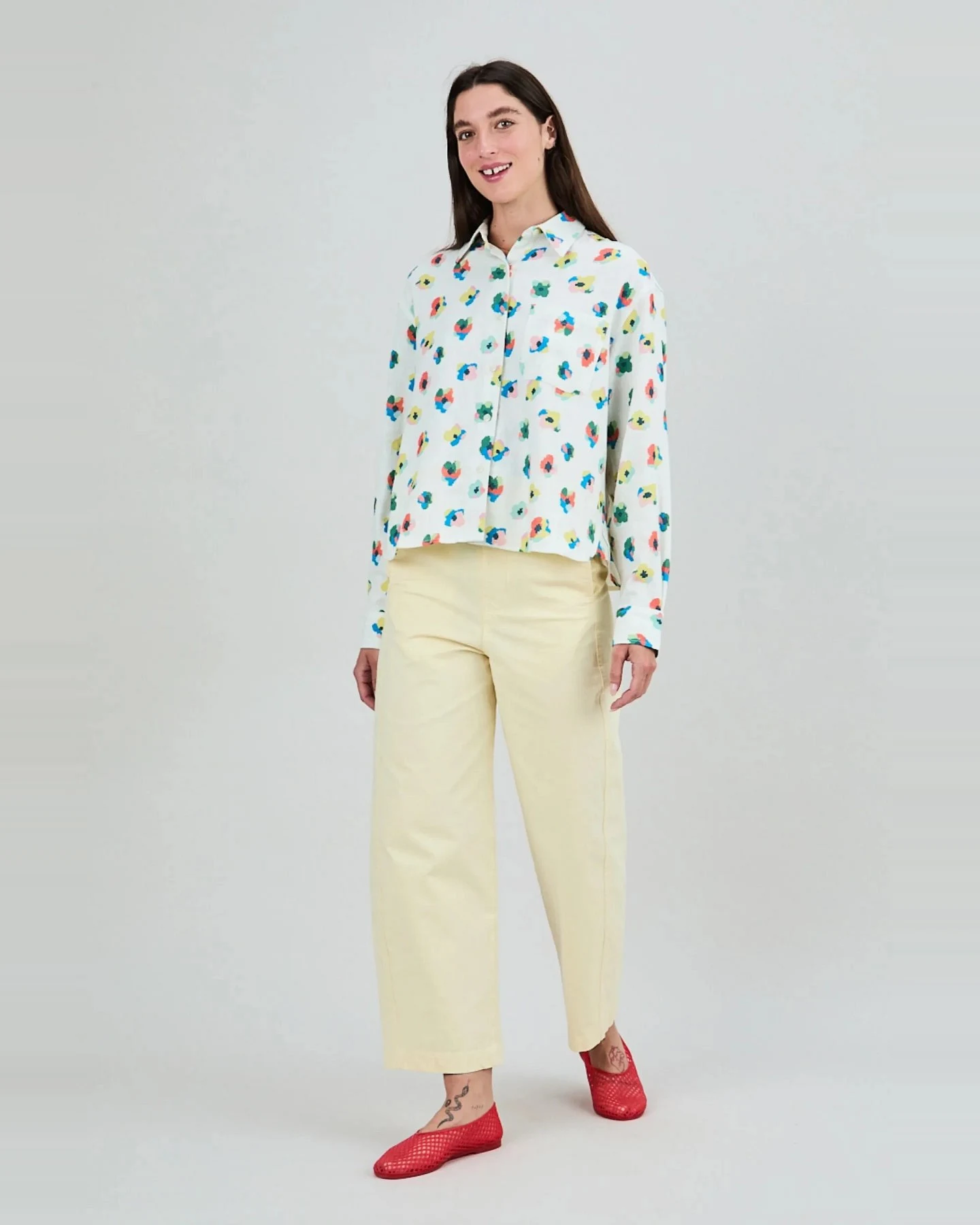 Bluse Mini Flower Boxy Off White – Ansicht 4