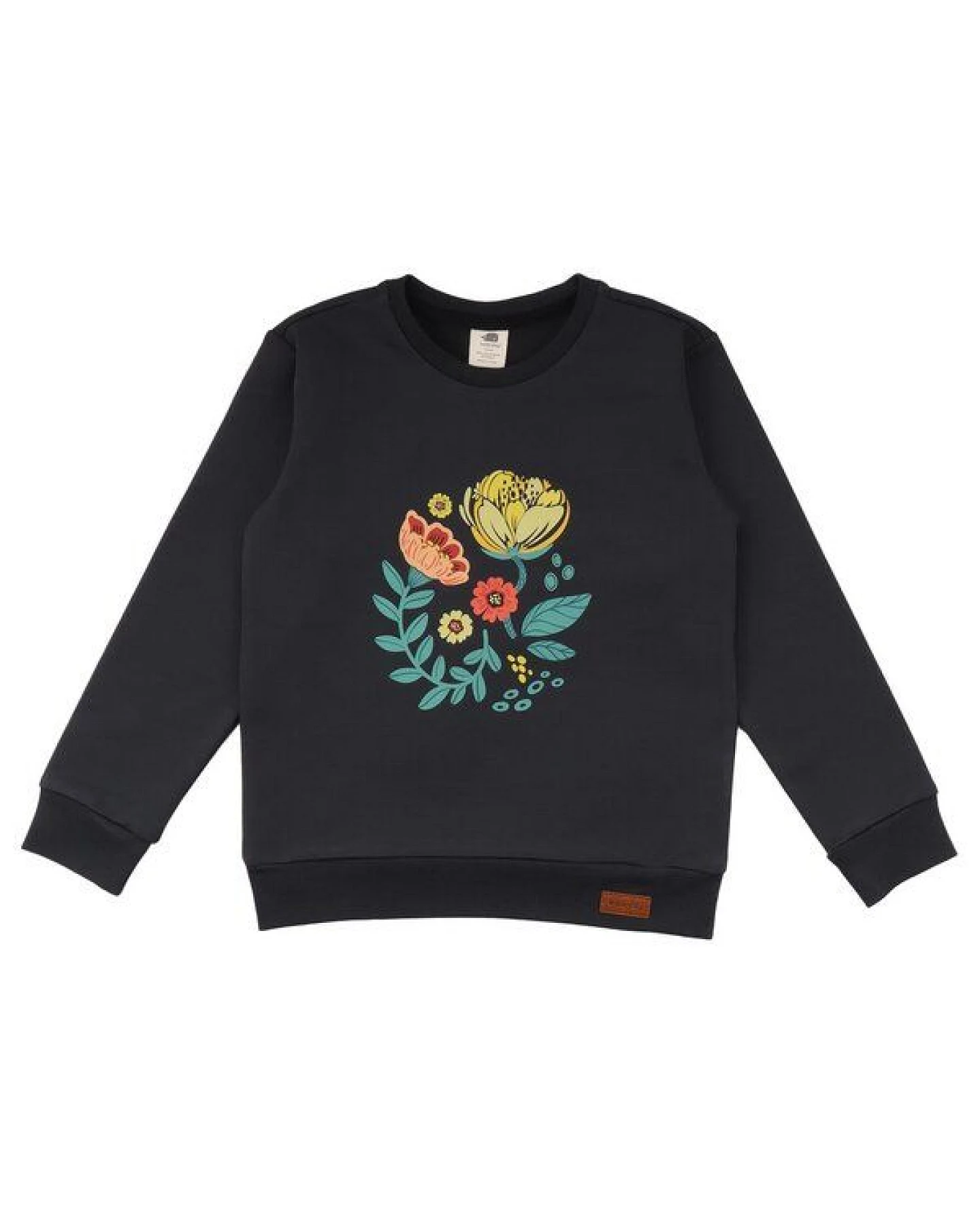 Baby Langarmshirt GOTS zertifiziert – Bio-Baumwolle, Anthrazit mit Blumenmotiv, weich & bequem – Ansicht 2