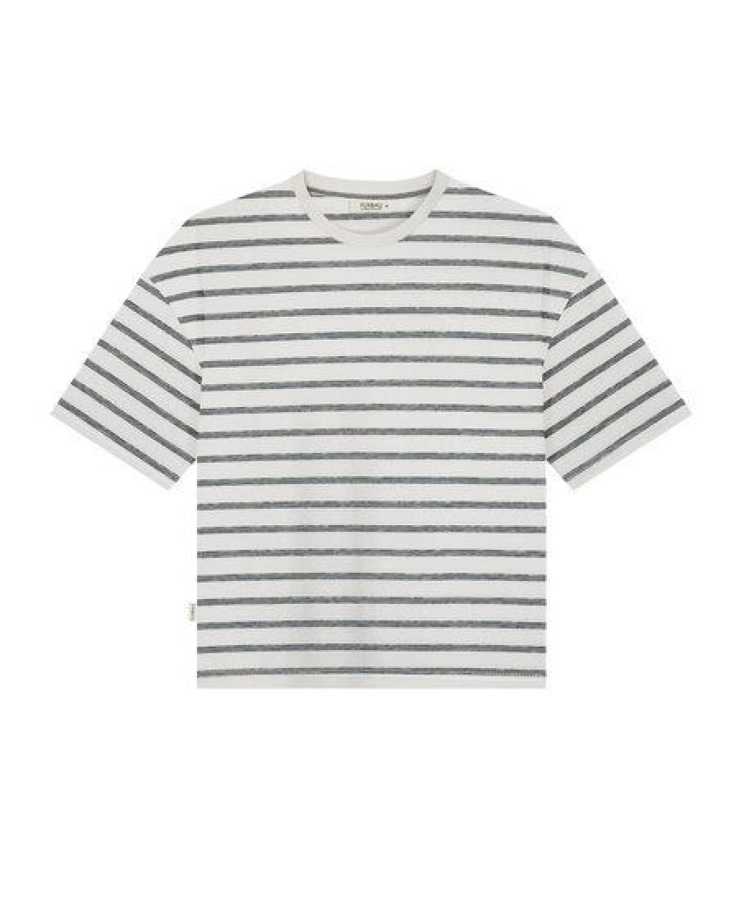 FUXBAU Gestreiftes Boxy Frauen T-Shirt Milos - cremeweiß salbei – Ansicht 2