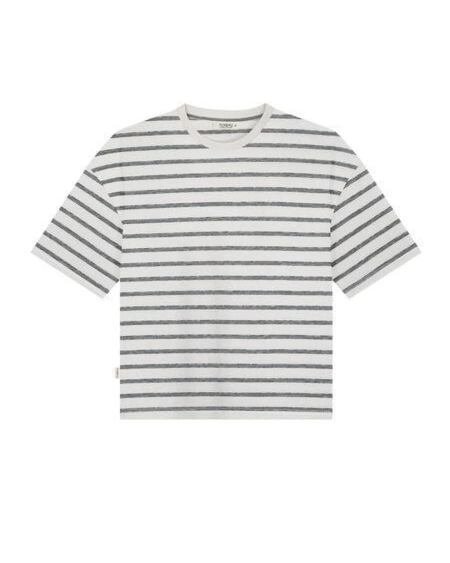 FUXBAU Gestreiftes Boxy Frauen T-Shirt Milos - cremeweiß salbei – Ansicht 2