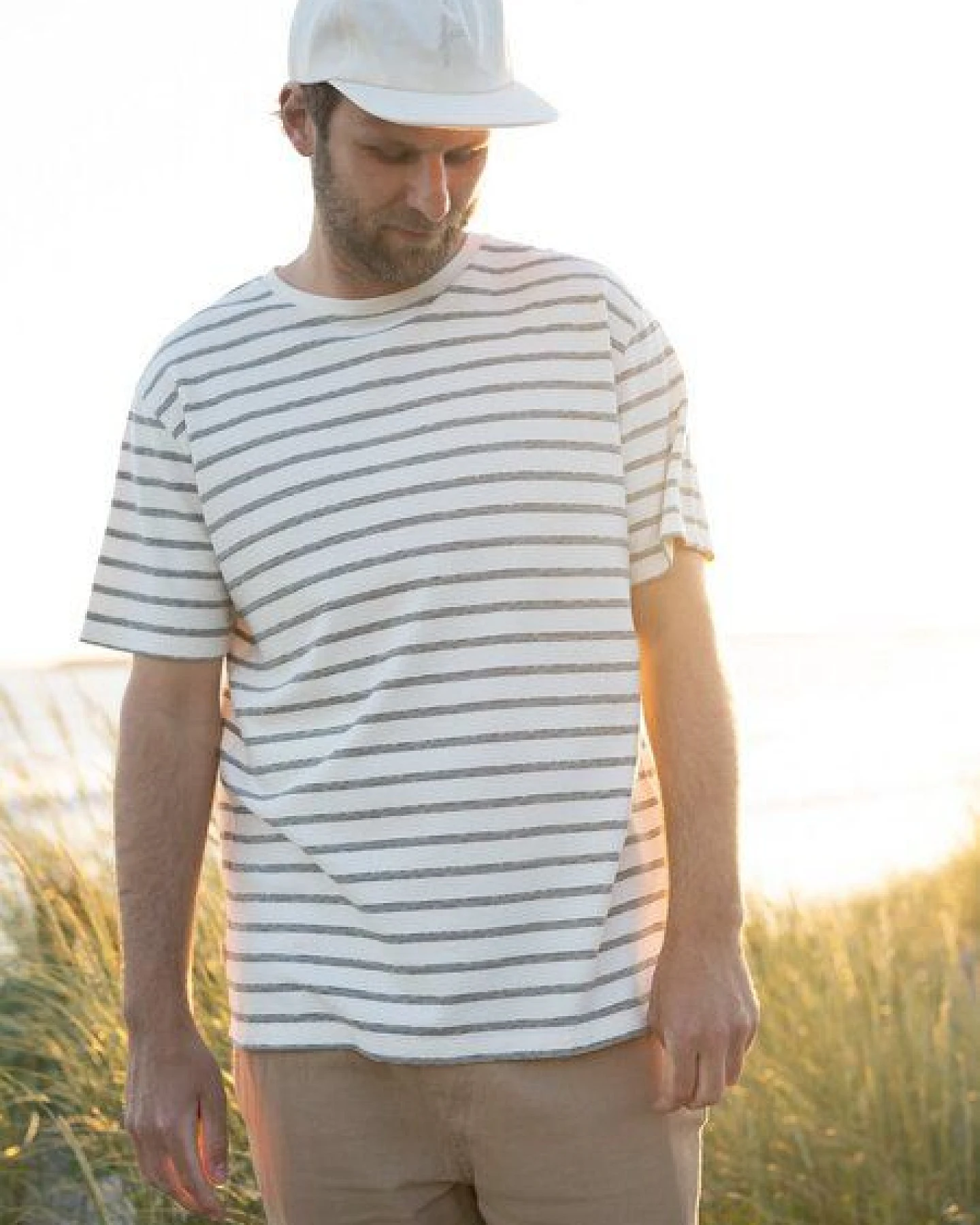 FUXBAU Gestreiftes Männer T-Shirt Milos - cremeweiß salbei – Ansicht 3