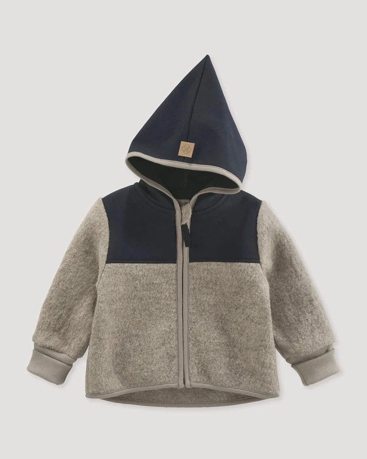 hessnatur Baby Walkjacke Regular mit Softshell aus Bio-Merinowolle - grau - Größe 74/80