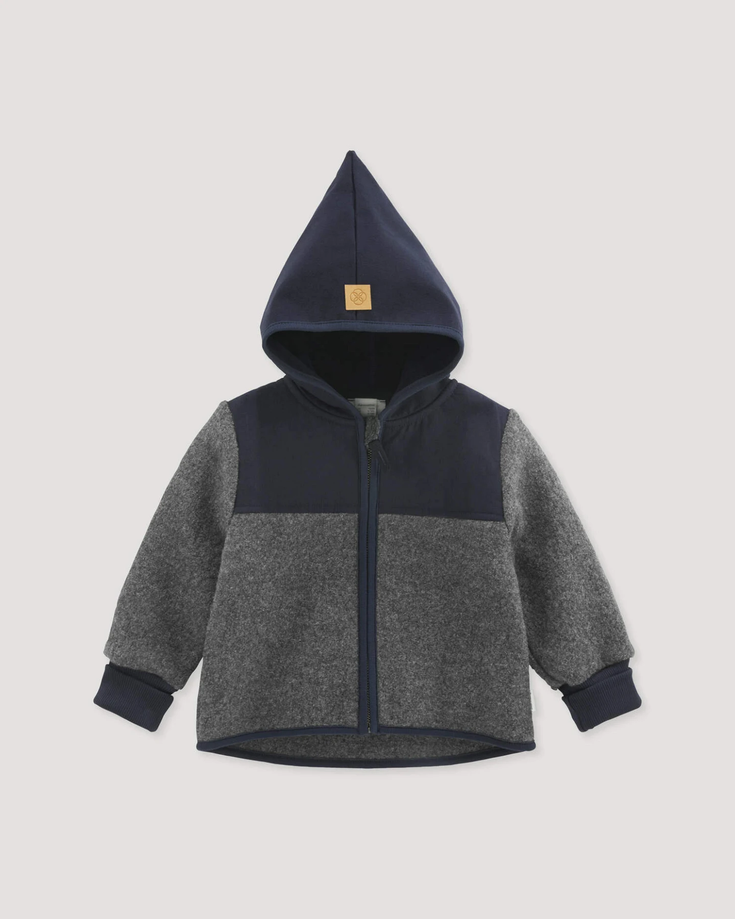 hessnatur Baby Wollwalk Jacke aus Bio-Merinowolle mit Softshell - grau - Größe 74/80 – Ansicht 2