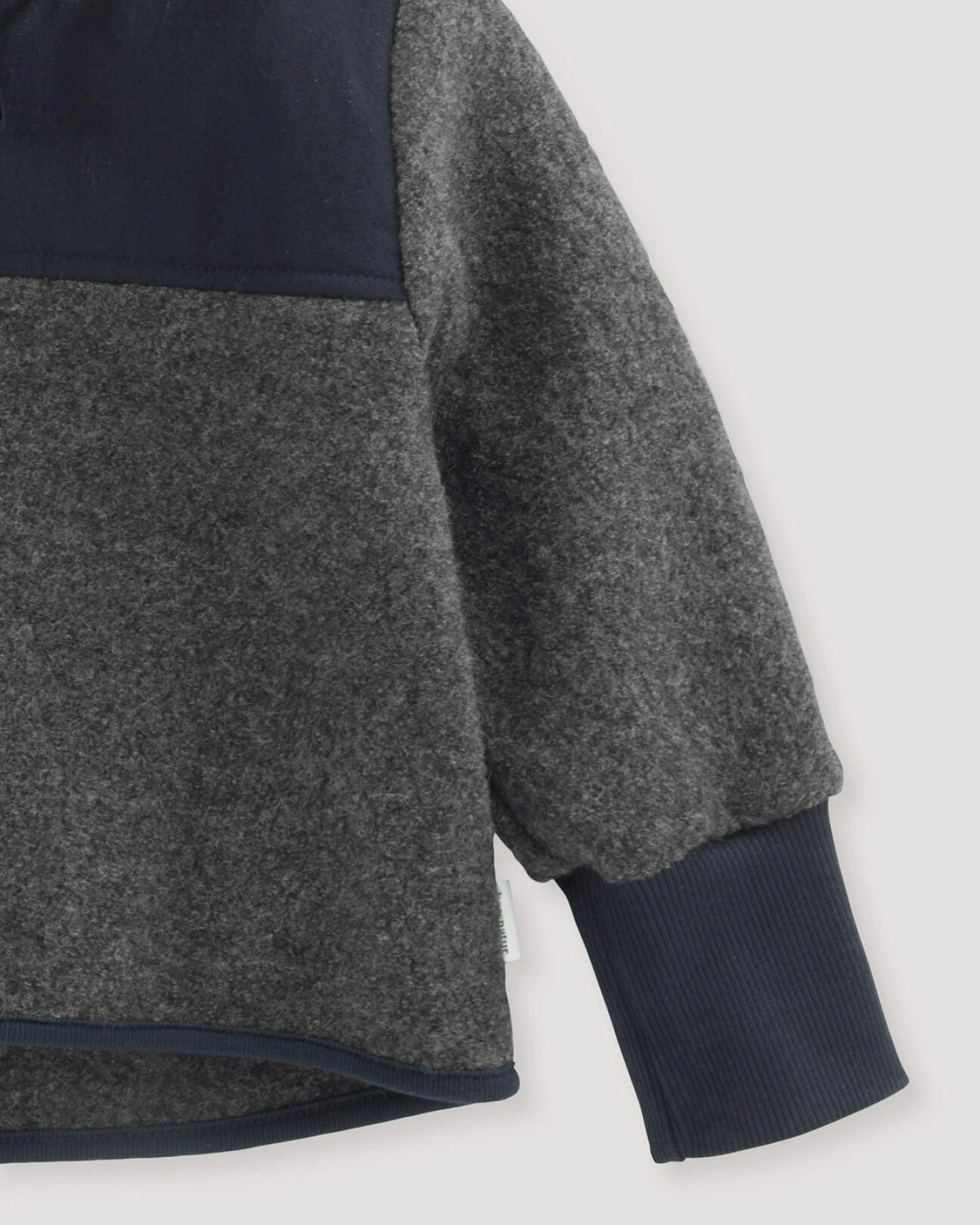 hessnatur Baby Wollwalk Jacke aus Bio-Merinowolle mit Softshell - grau - Größe 74/80 – Ansicht 4