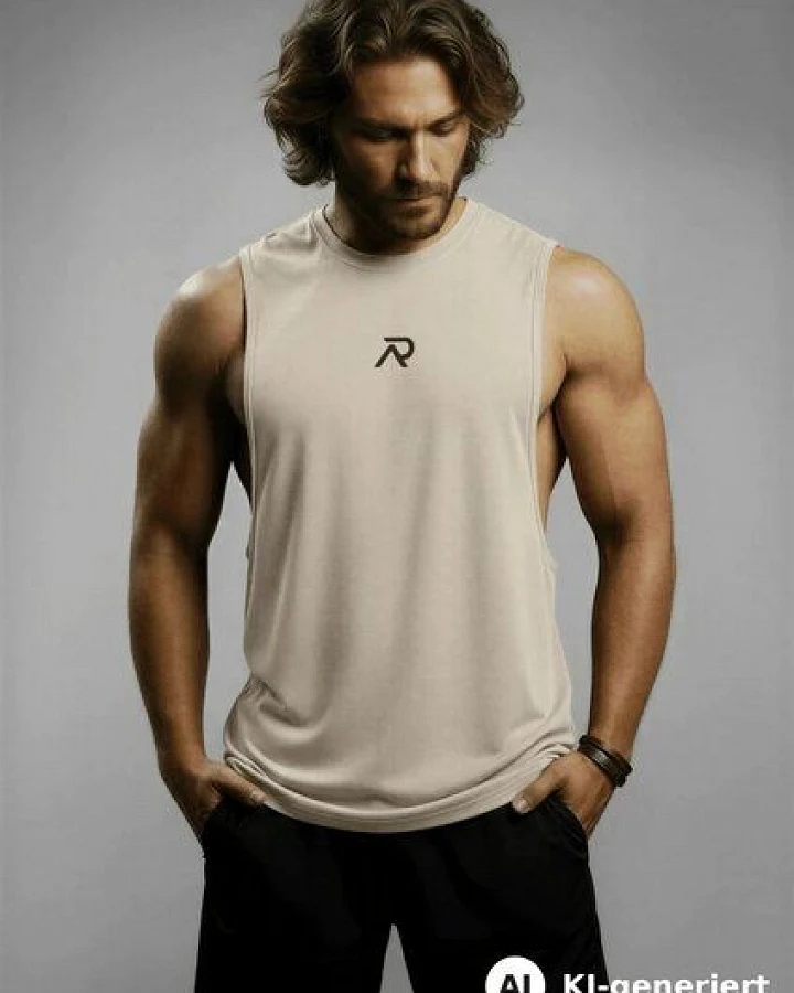 Re-Athlete ICON Bambus-Viskose Herren Muscle Shirt - beige