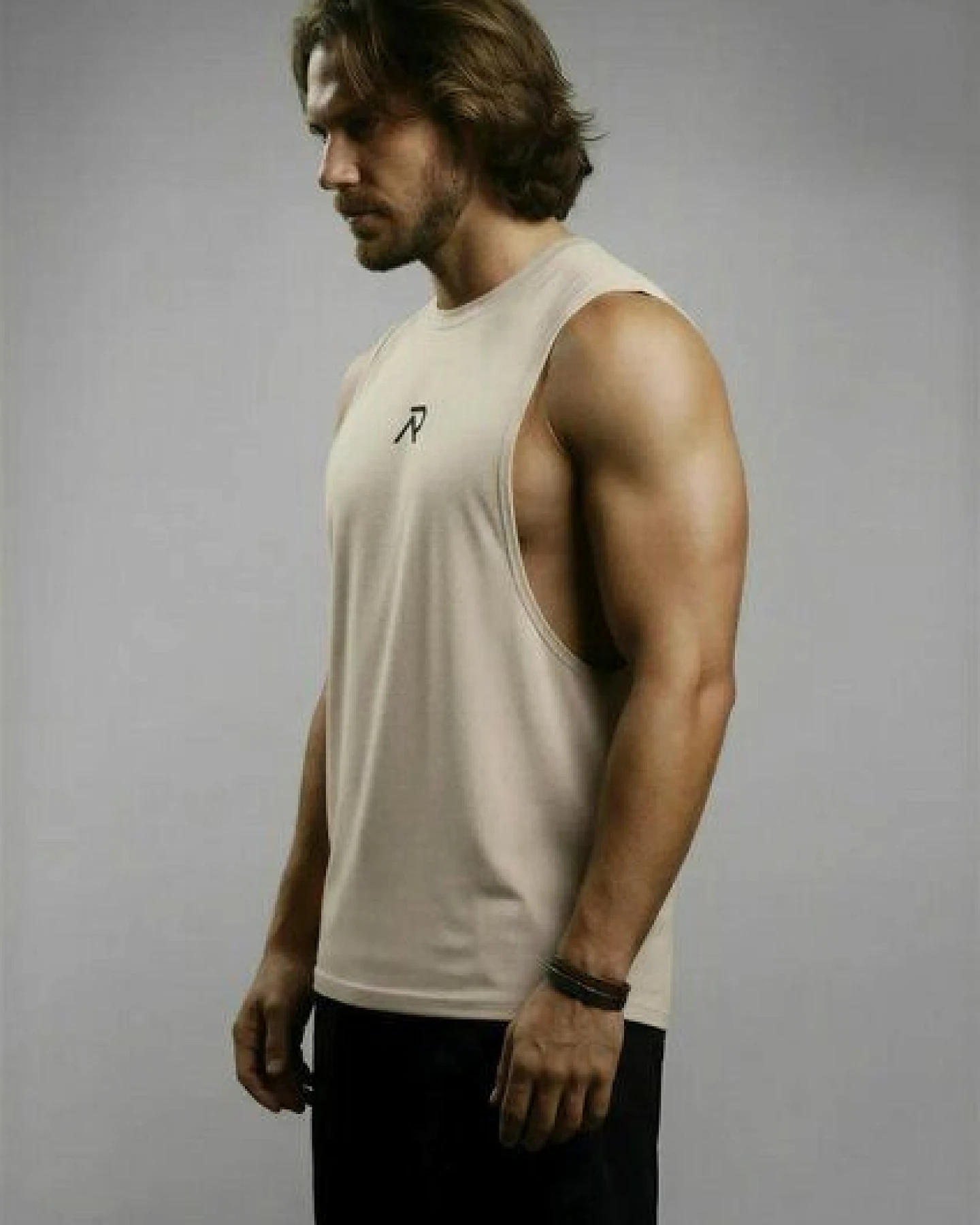 Re-Athlete ICON Bambus Herren Muscle Shirt - beige – Ansicht 3