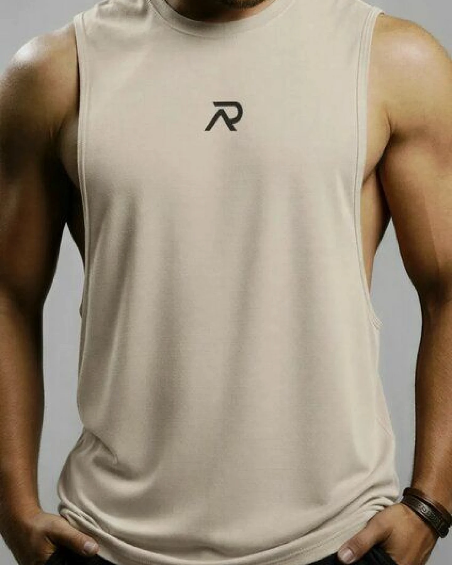 Re-Athlete ICON Bambus Herren Muscle Shirt - beige – Ansicht 2