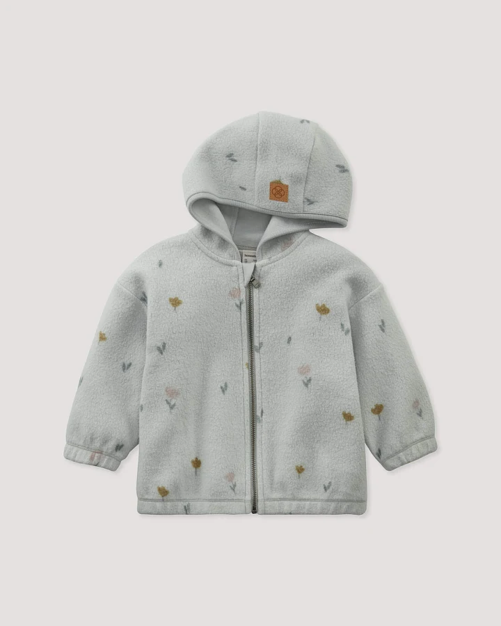 hessnatur Baby Fleece Jacke reiner Bio-Baumwolle - grau - Größe 62/68