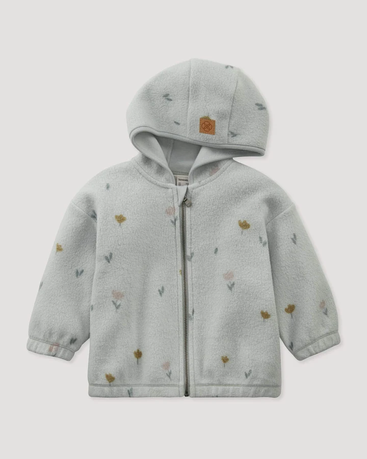 hessnatur Baby Fleece Jacke reiner Bio-Baumwolle - grau - Größe 62/68