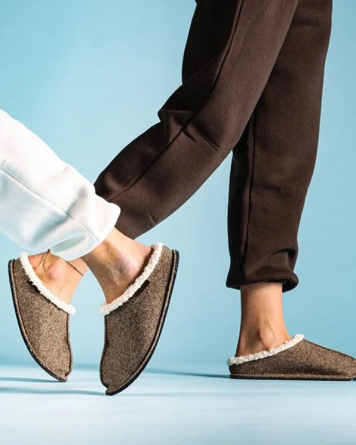 easy and green Kuschel Filzpantoffeln Damen - Filzhausschuhe für Damen & Herren aus Wollfilz und Bio Baumwolle inklusive Einlegesohle