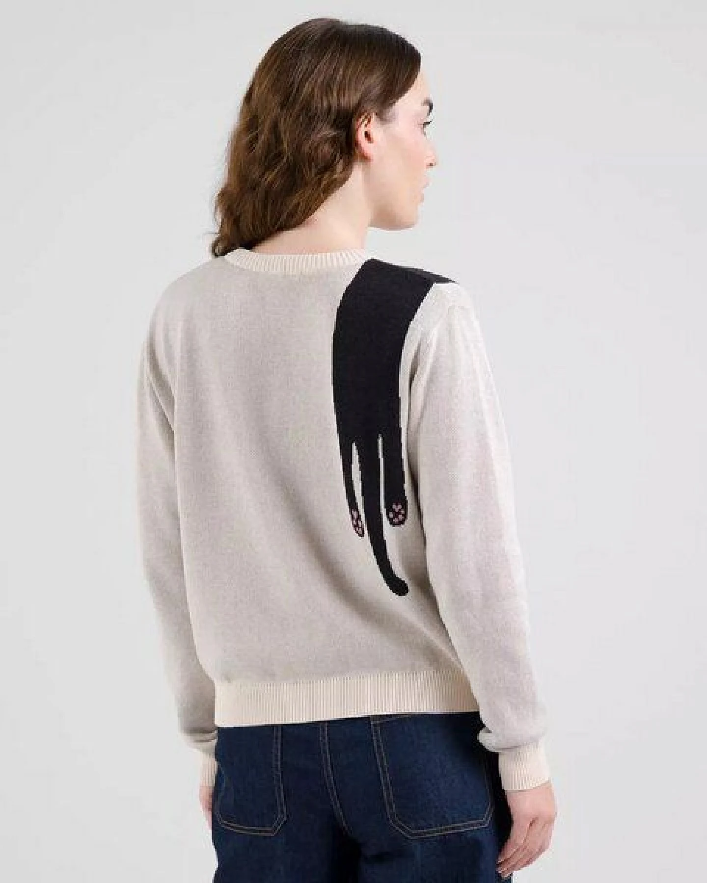 DEDICATED Pullover Long Cat - Vanilla White – Ansicht 3